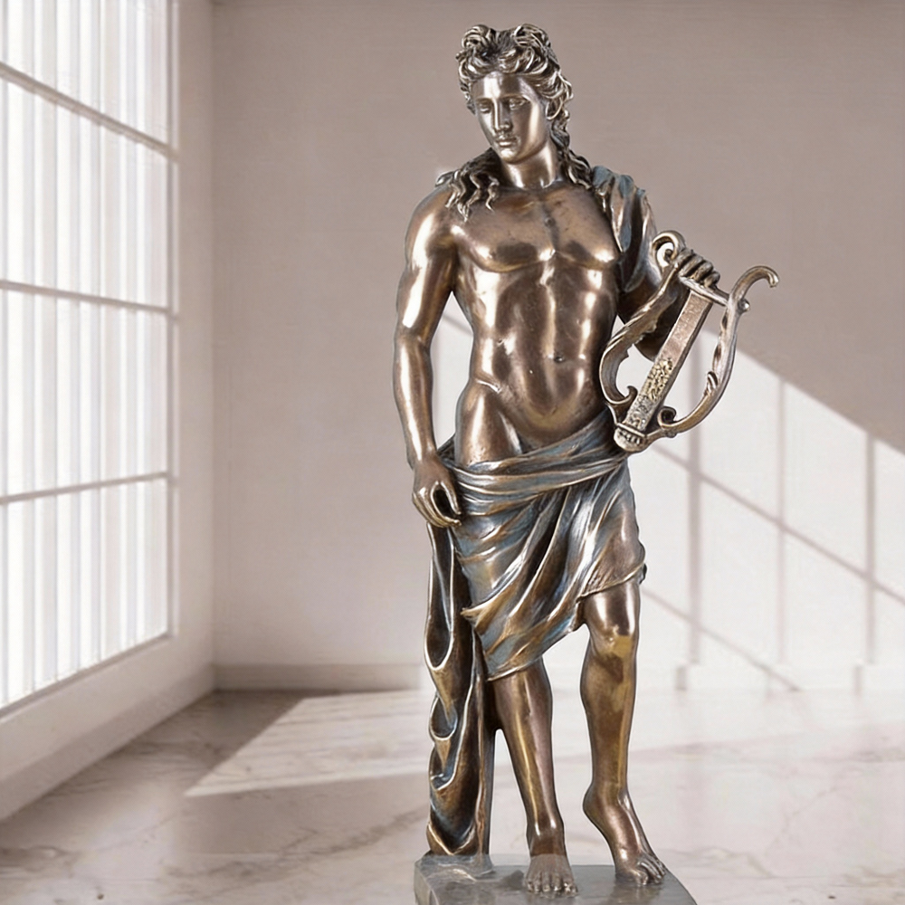 Apollo with Lyre Statue bronze figure