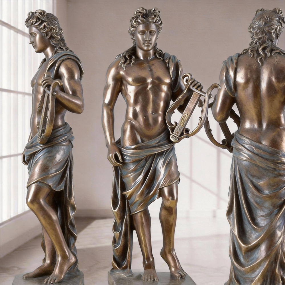 Apollo with Lyre Statue classic bronze art