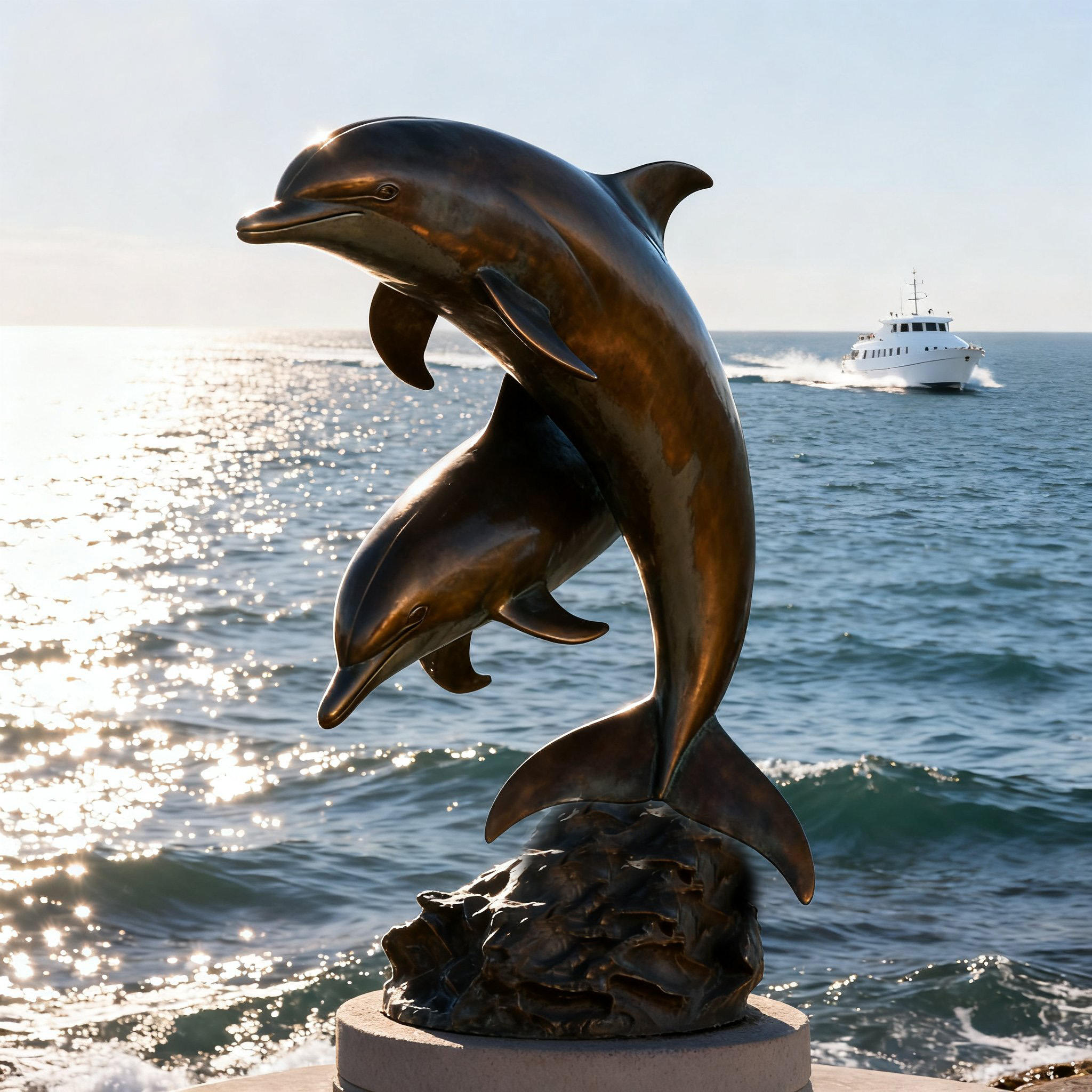 Artistic bronze Dolphin Fountain Outdoor
