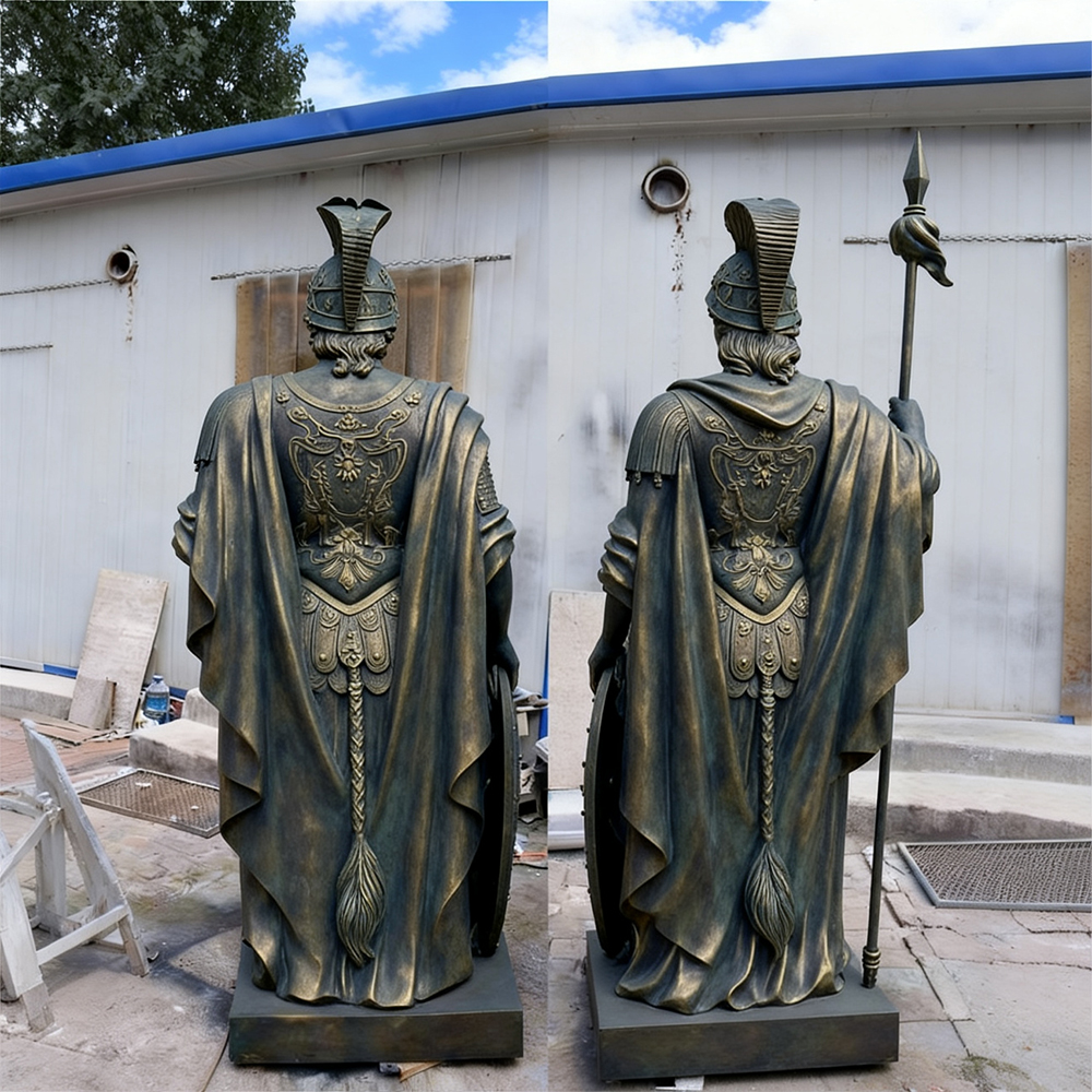 Athena and Ares Statue bronze back view