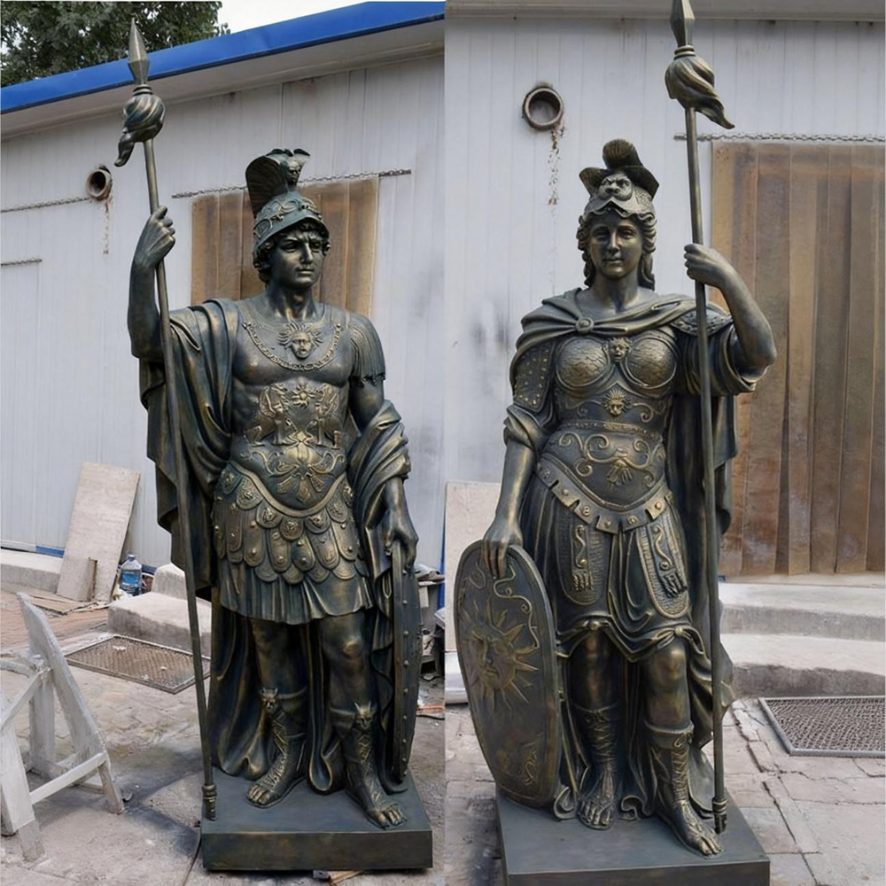 Athena and Ares Statue bronze pair