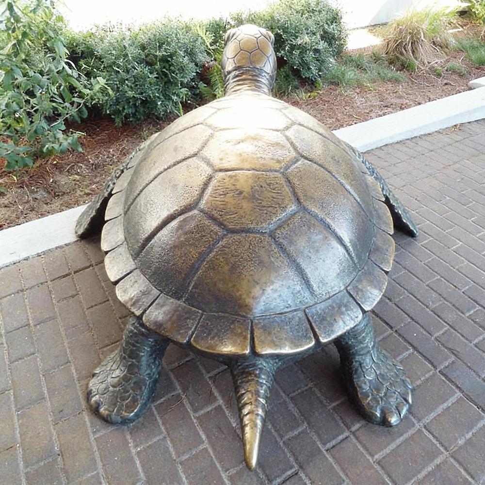 Back View of Bronze Sea Turtle Sculpture
