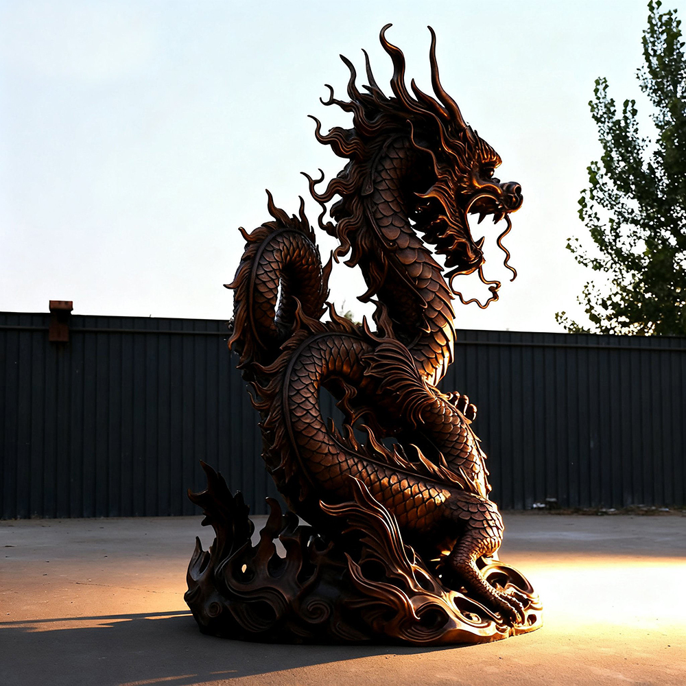 Bronze Chinese Dragon Statue coiled dynamic body