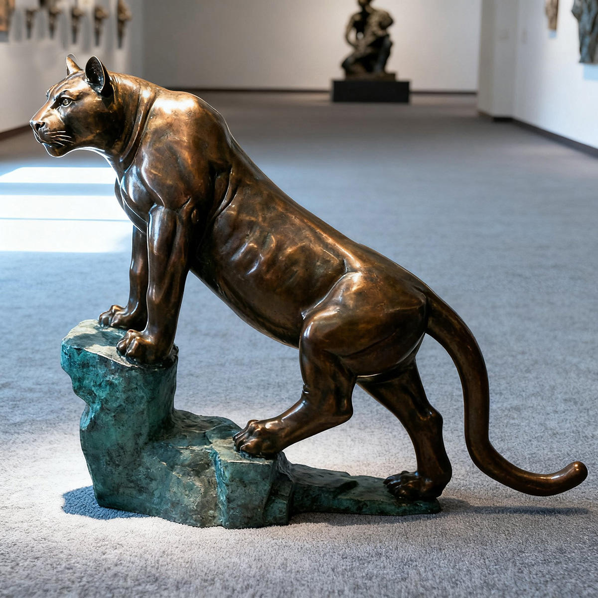 Bronze Cougar Garden Statue