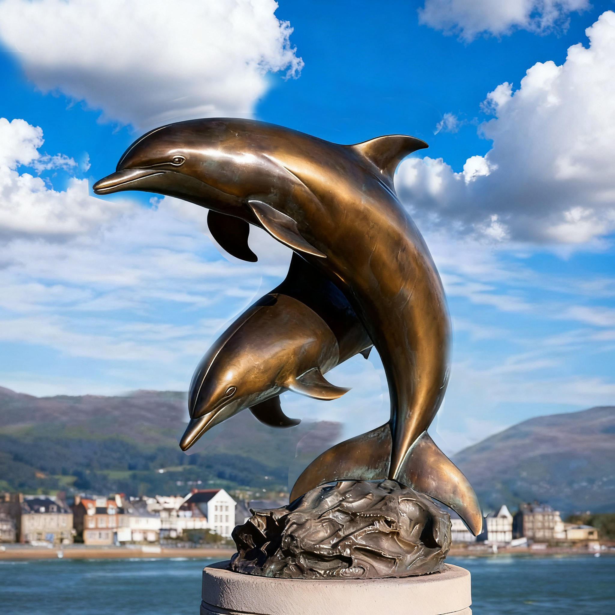 Bronze Dolphin Fountain Outdoor statue