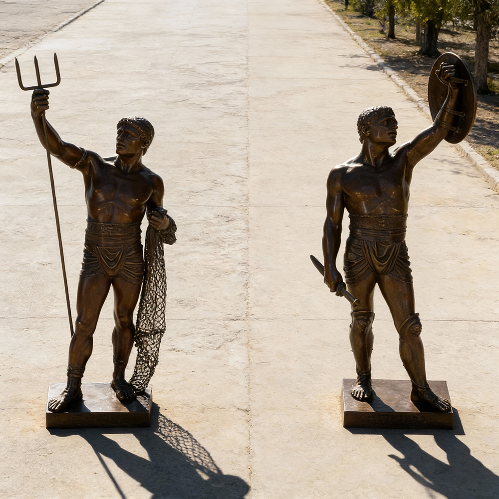Bronze Gladiator roman life size Statue