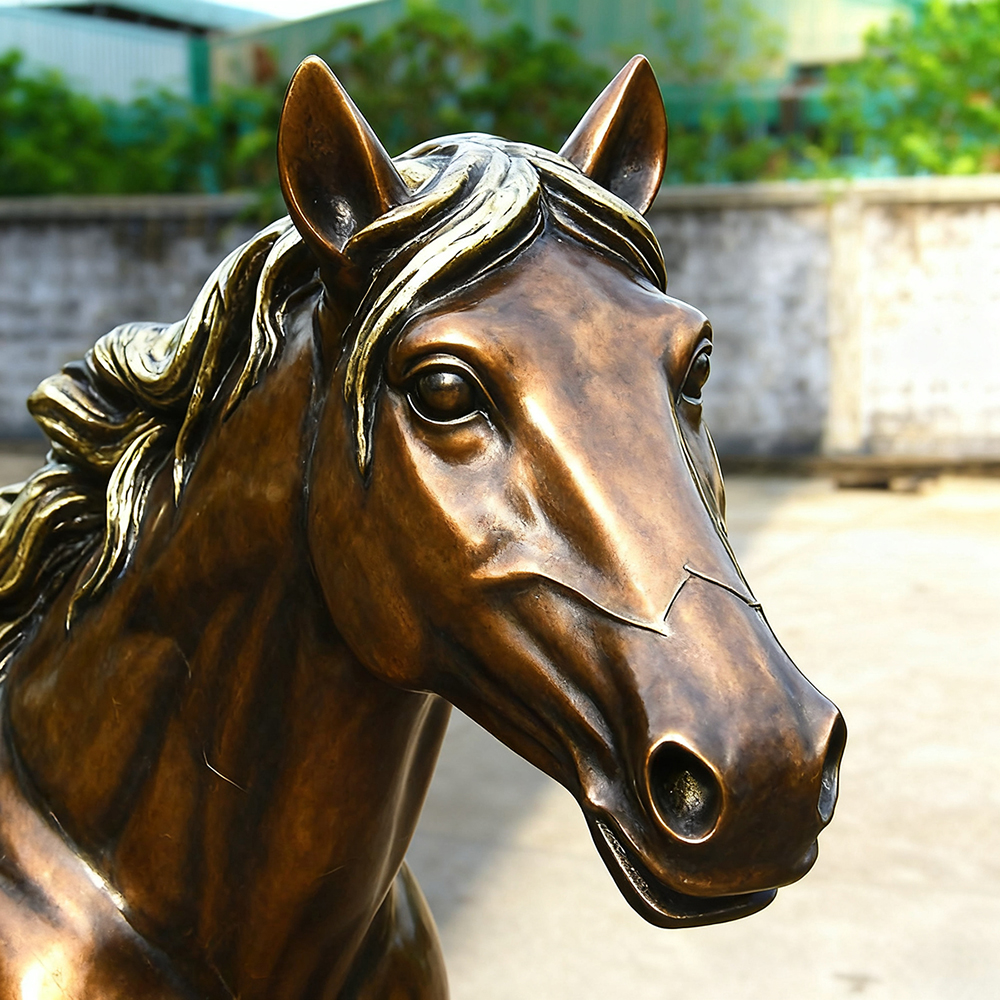Bronze Horse Running Sculpture head detail