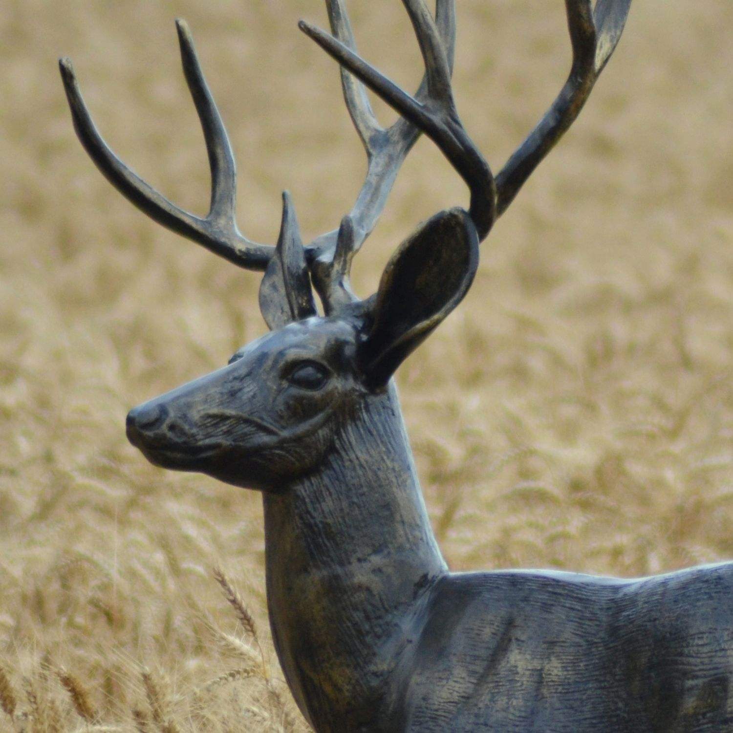 Bronze Large Stag Garden Sculpture head details