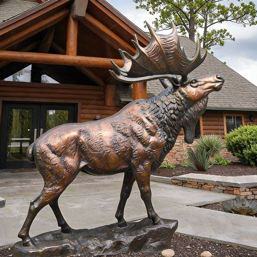 Bronze Moose Outdoor Sculpture Side View