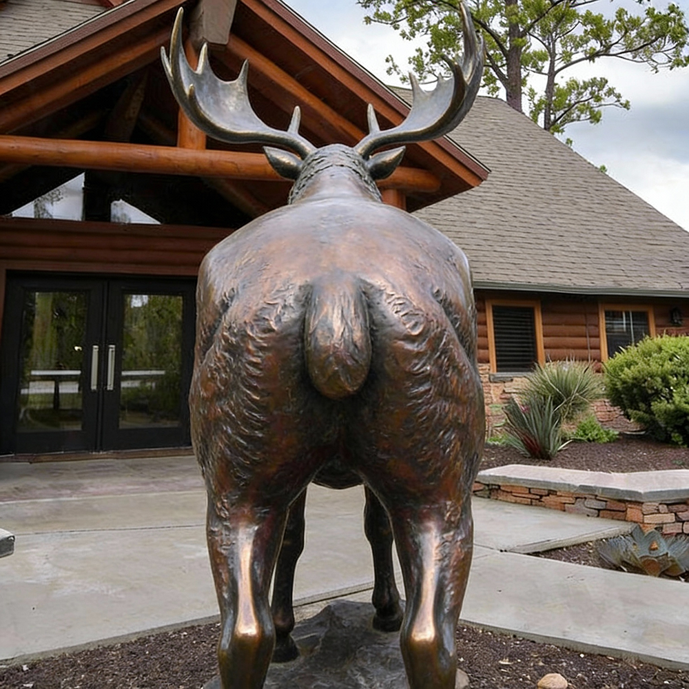 Bronze Moose Outdoor Sculpture back view