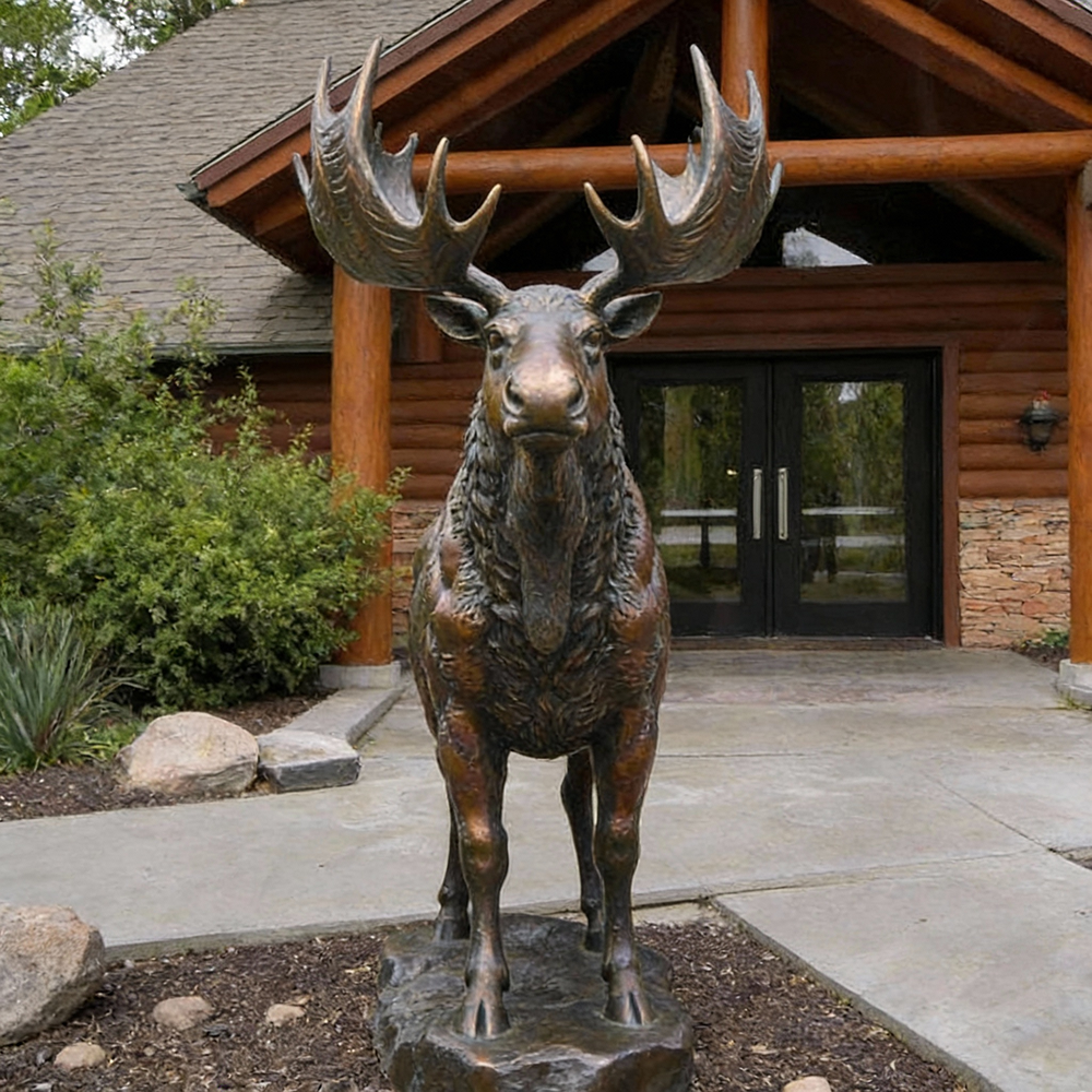 Bronze Moose Outdoor Sculpture front view