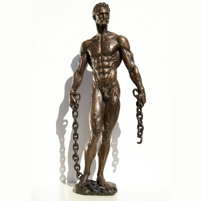 Bronze Nude Statue Male with chains