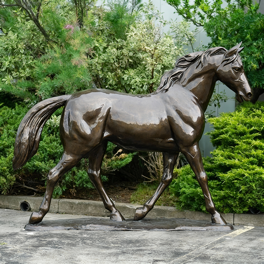 Bronze Walking Horse Sculpture side view