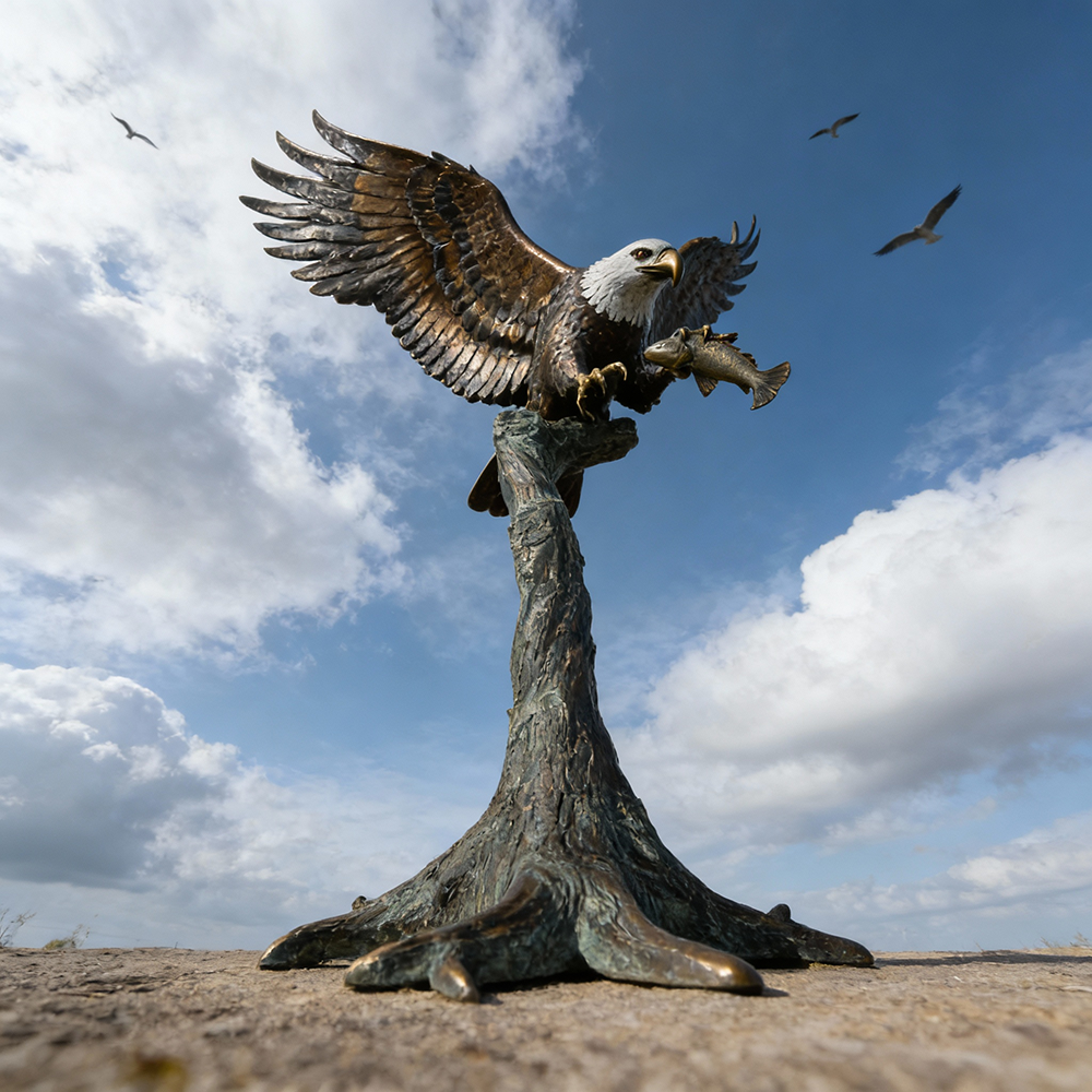 Bronze life size Eagle Statue for Sale low angle