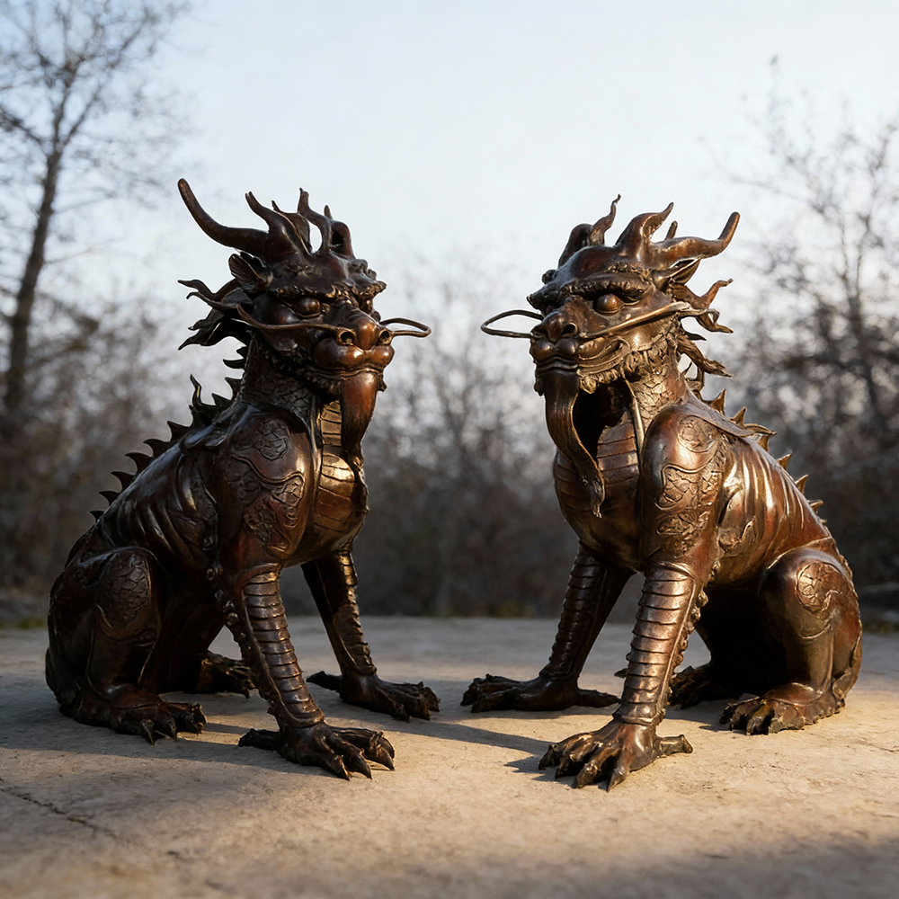 Chinese Qilin bronze Statue for guard