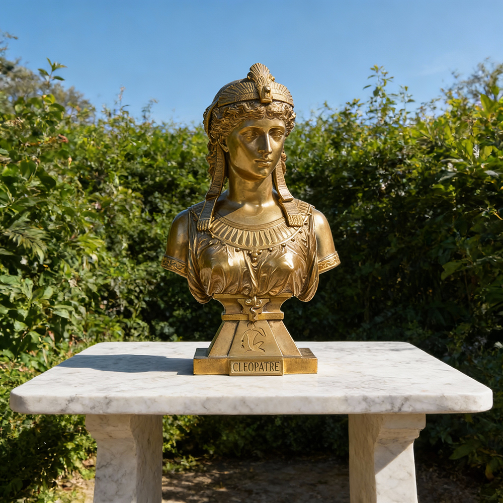 Cleopatra Head bronze Bust front view