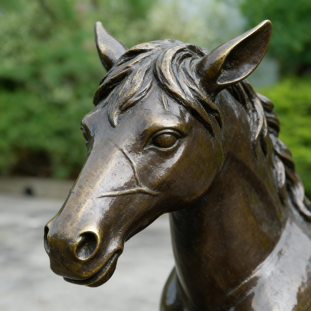 Close-up Walking Horse Sculpture head detail