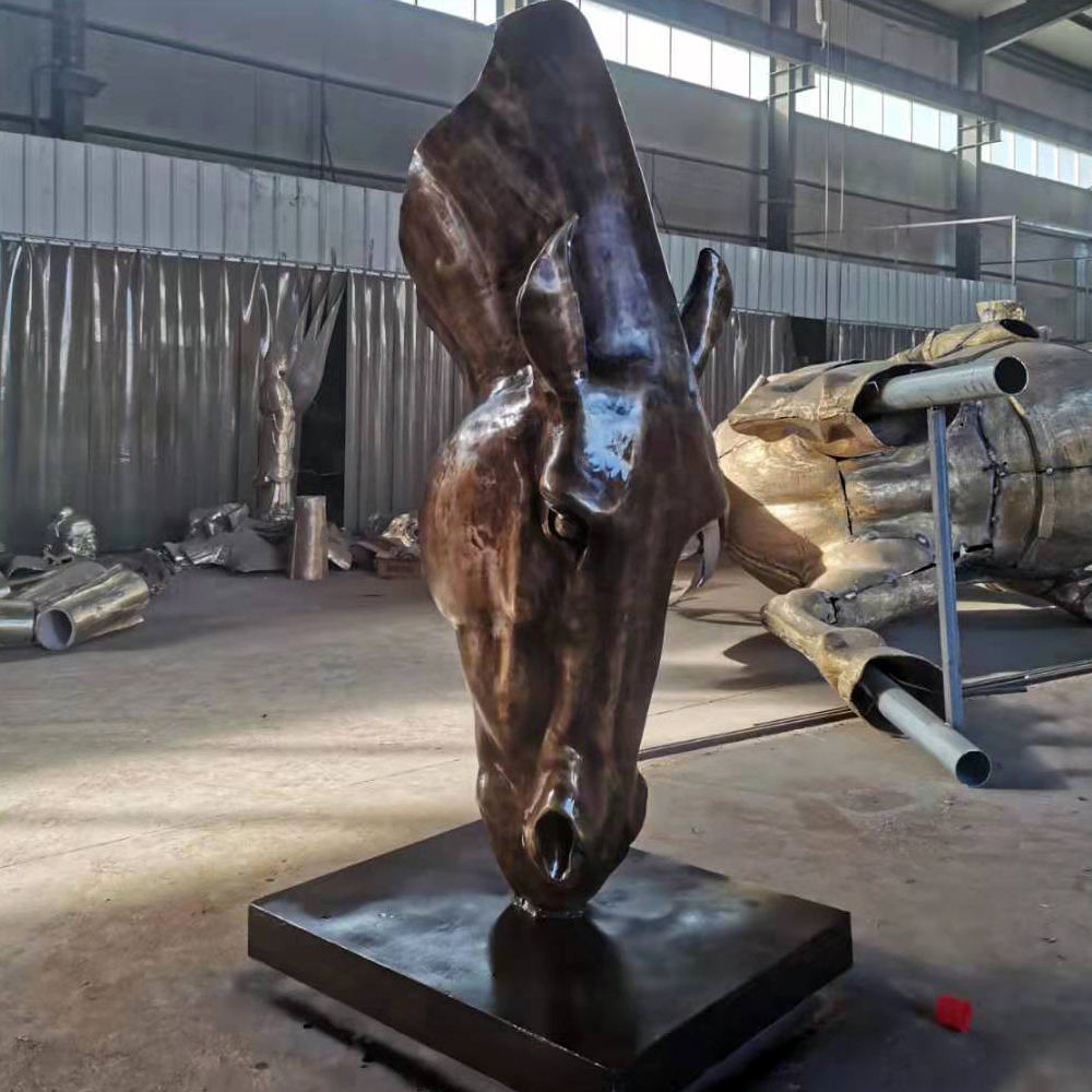 Contemporary bronze Still Water Horse Head Statue Replica