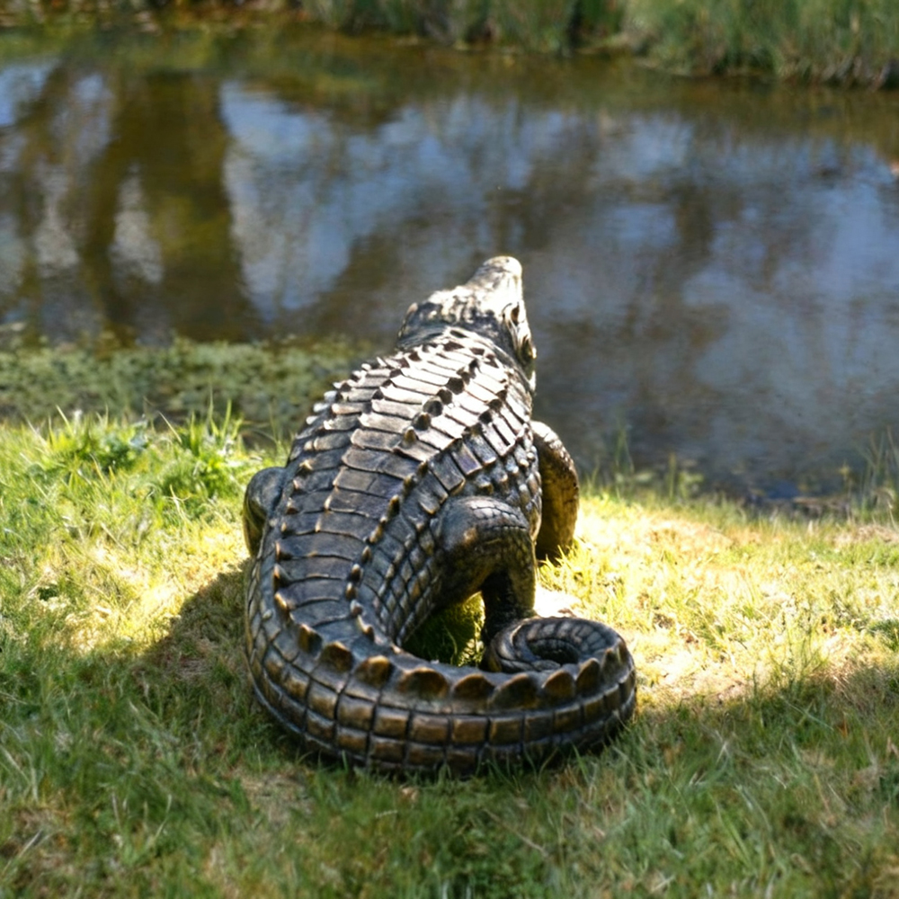 Crocodile Metal bronze Sculpture rear view