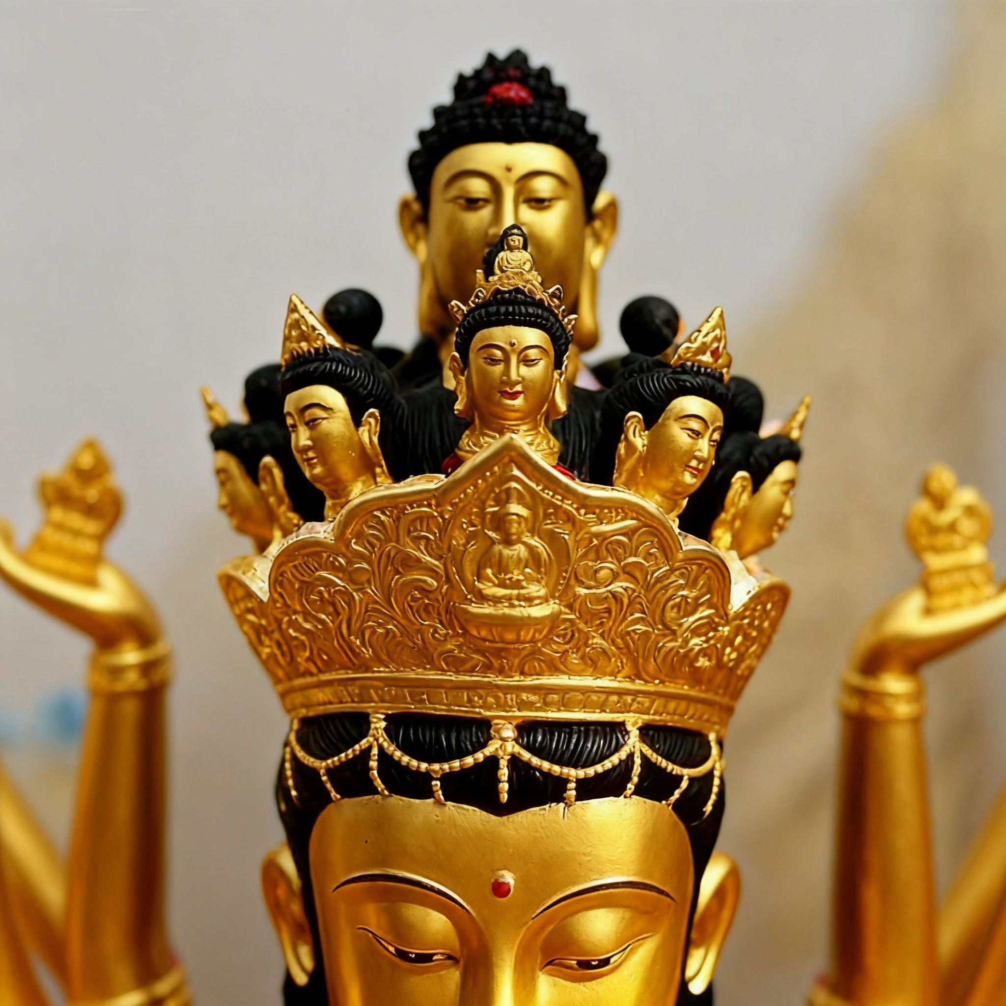 Crown detail of 1000 Armed Avalokiteshvara Statue