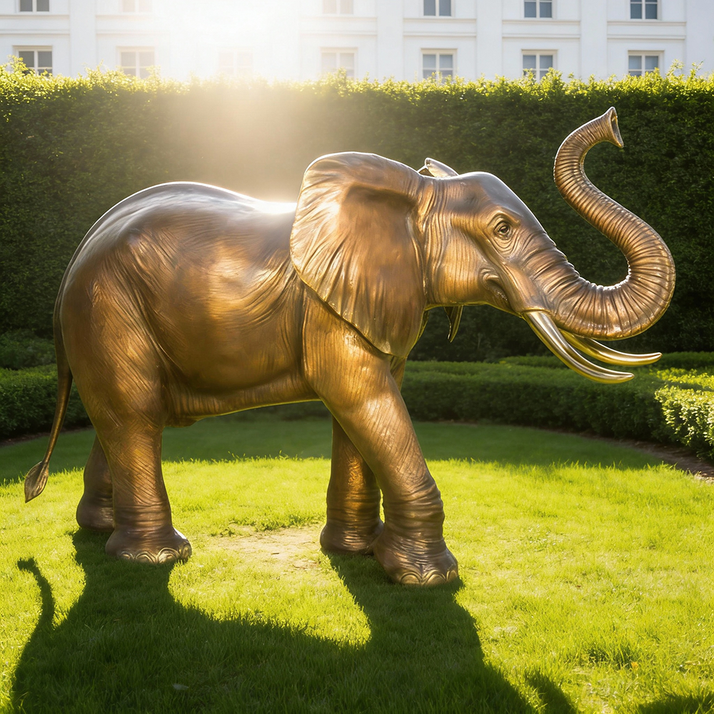 Elephant Lawn Sculpture bronze in garden
