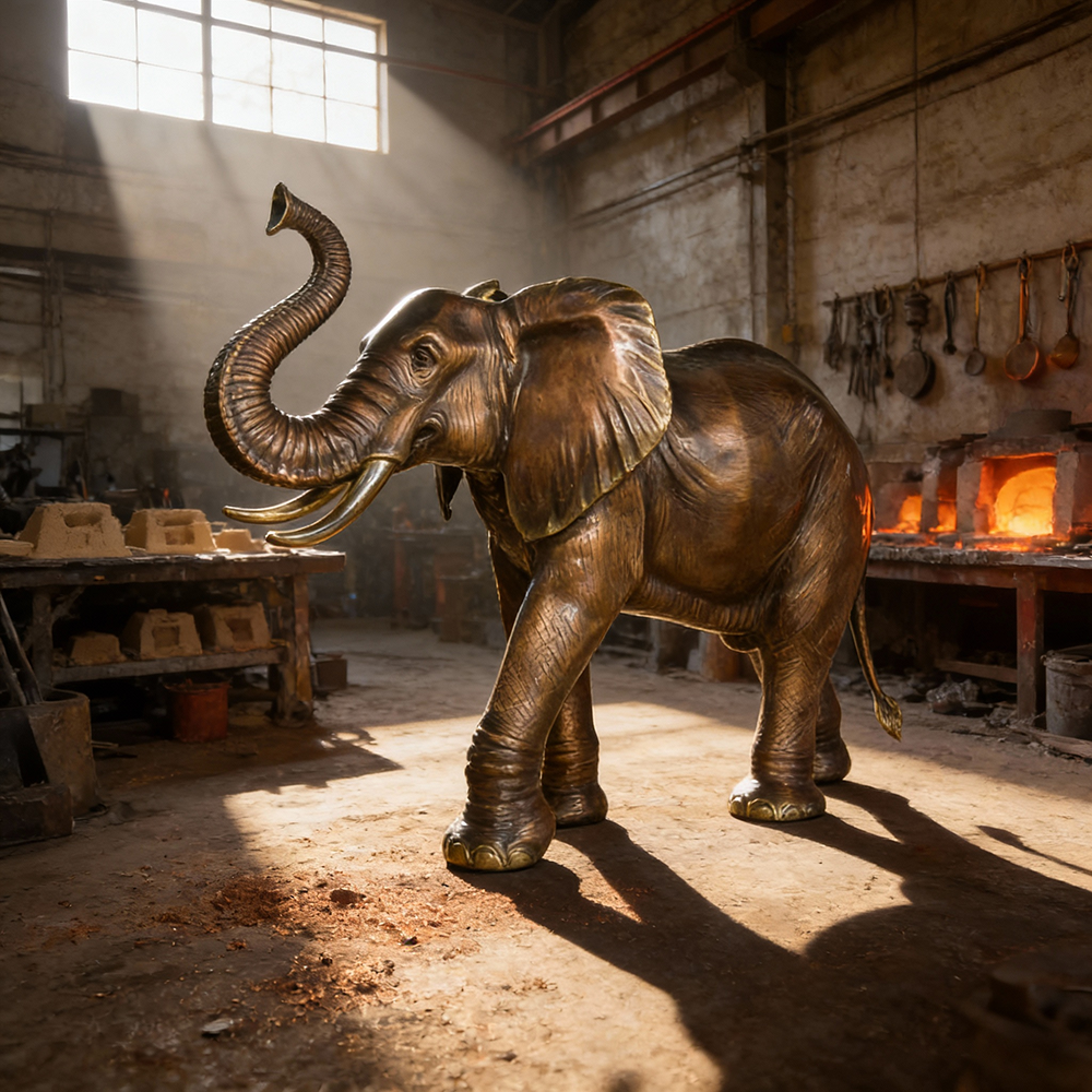 Elephant Lawn Sculpture bronze workshop scene