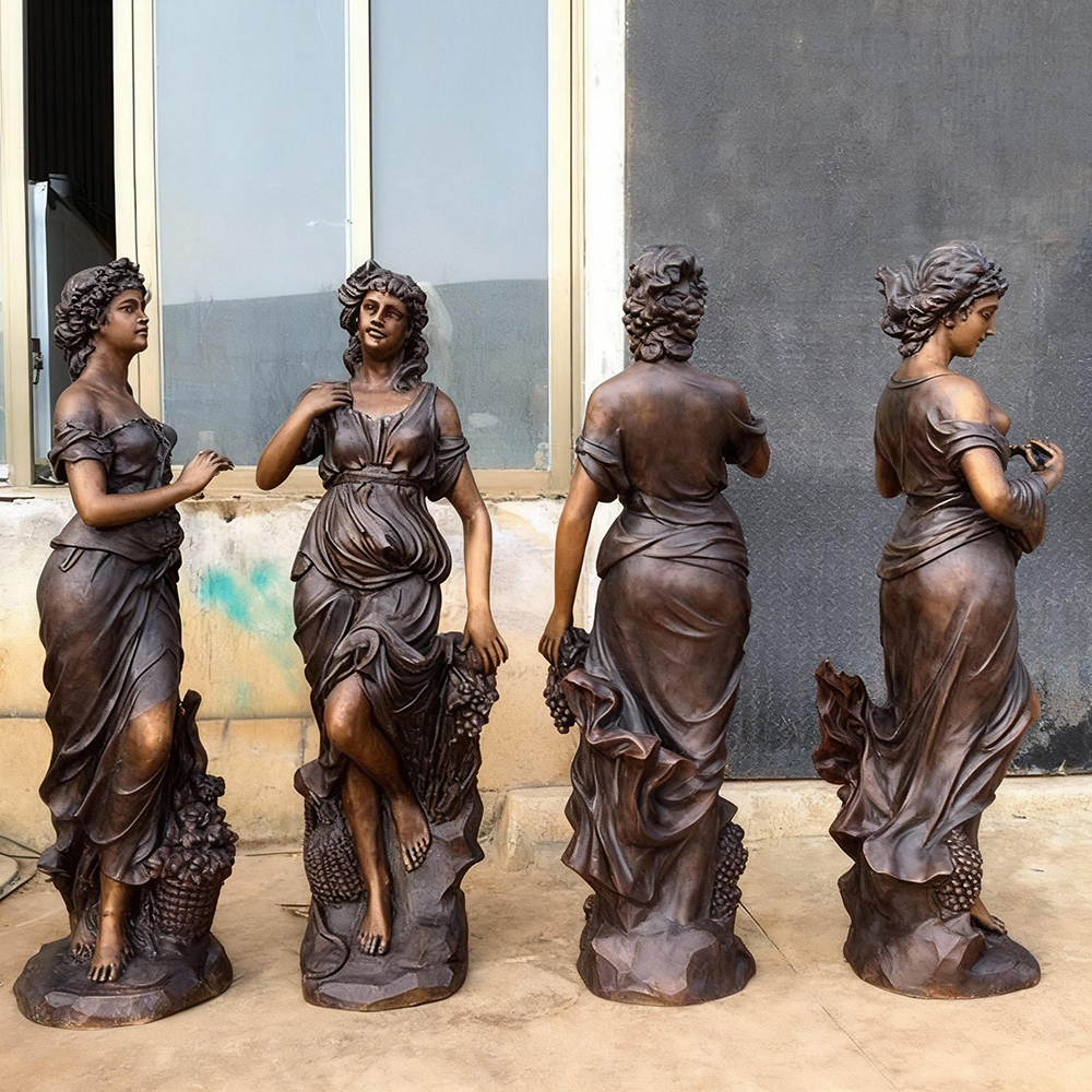 Four Seasons goddess statues bronze garden