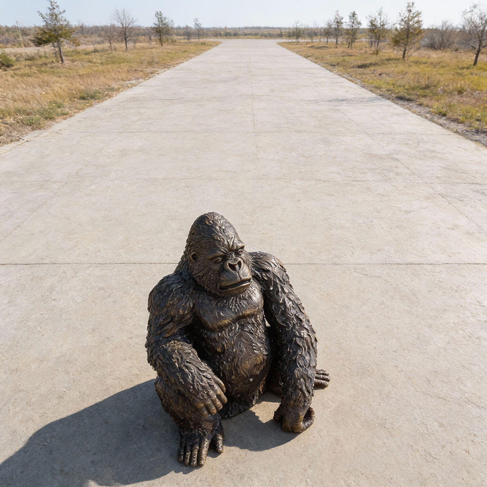 Gorilla sitting Life Size bronze Statue