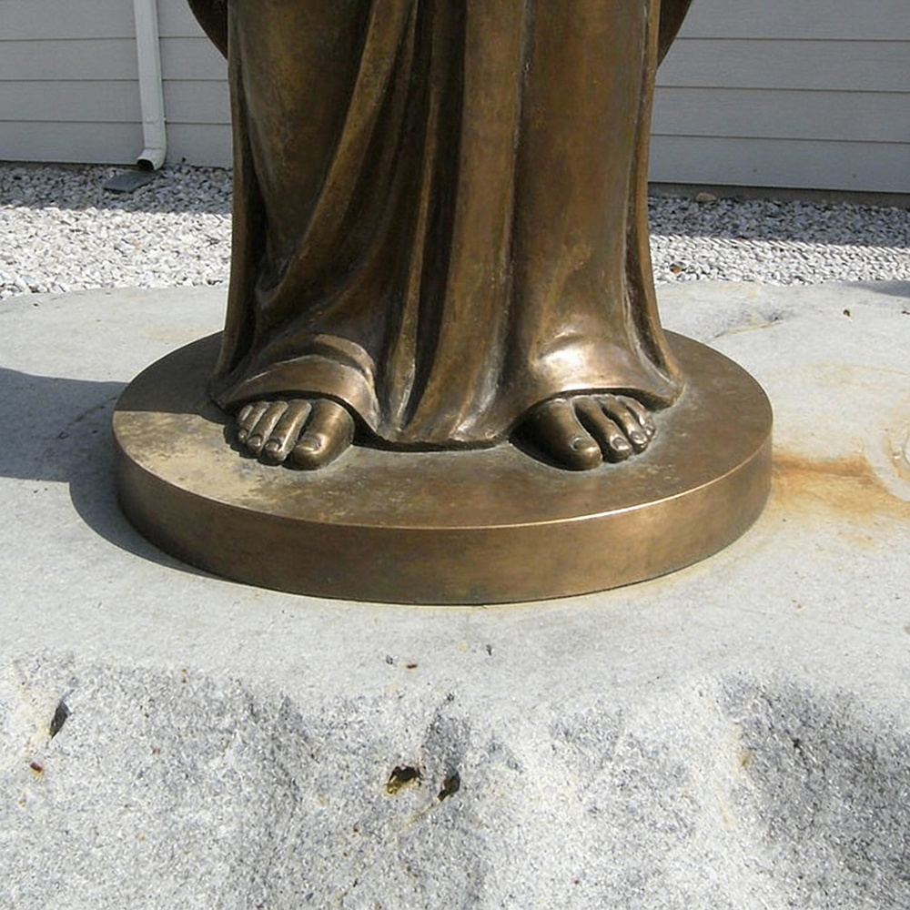 Jesus Statue Bronze base and feet detail