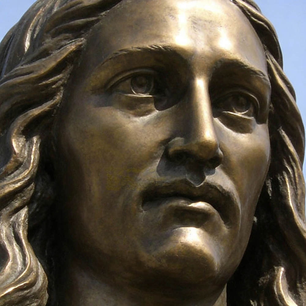 Jesus Statue Bronze face close-up detail