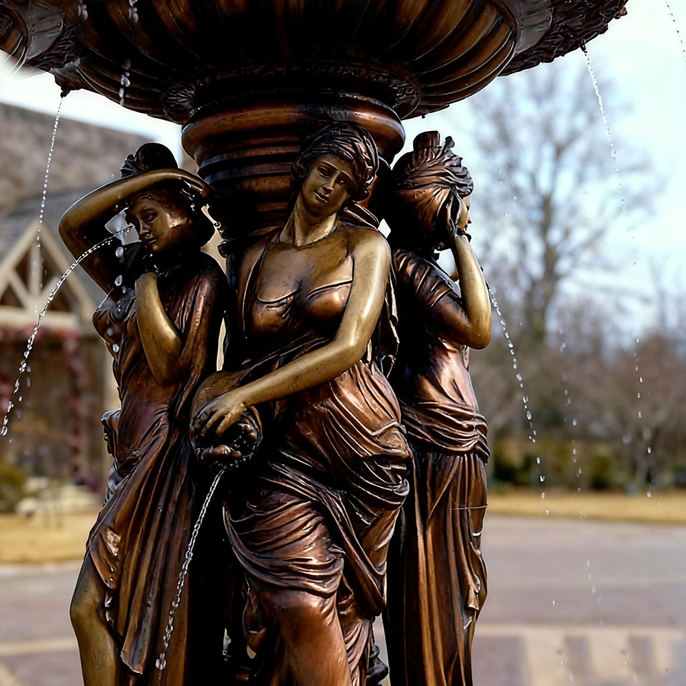 Lady Fountain Statue bronze women sculpture close