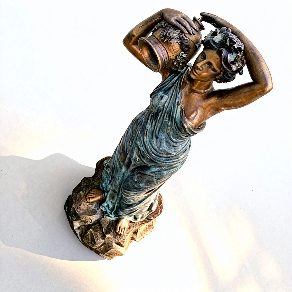 Lady with Water Jar Statue bronze top view
