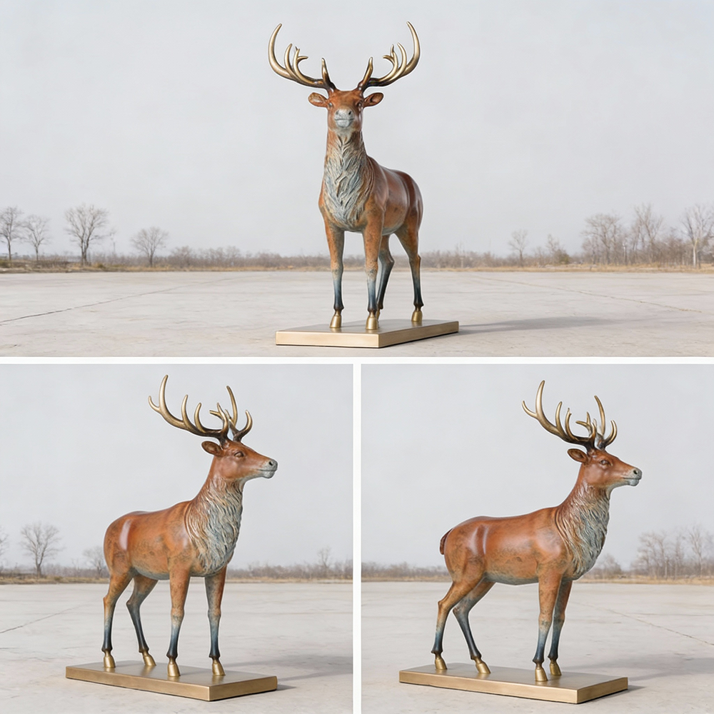 Large Deer outdoor Décor statue on squar base