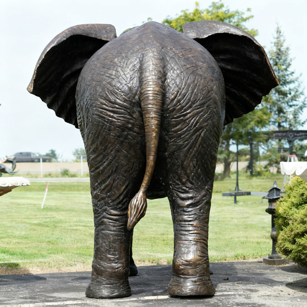 Large Elephant Sculpture bronze rear outdoor view