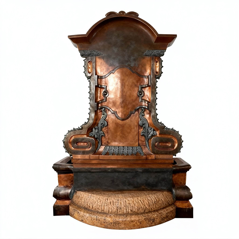 Large Lion Head Water Fountain back view