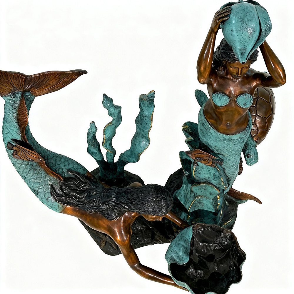 Large Outdoor Mermaid Fountain bronze mermaid holding shell