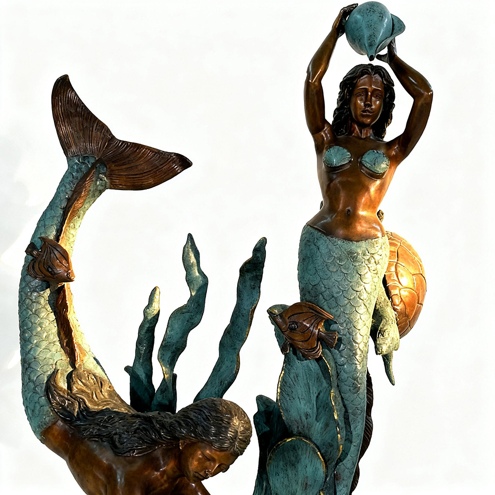 Large Outdoor Mermaid Fountain bronze two mermaids sculpture