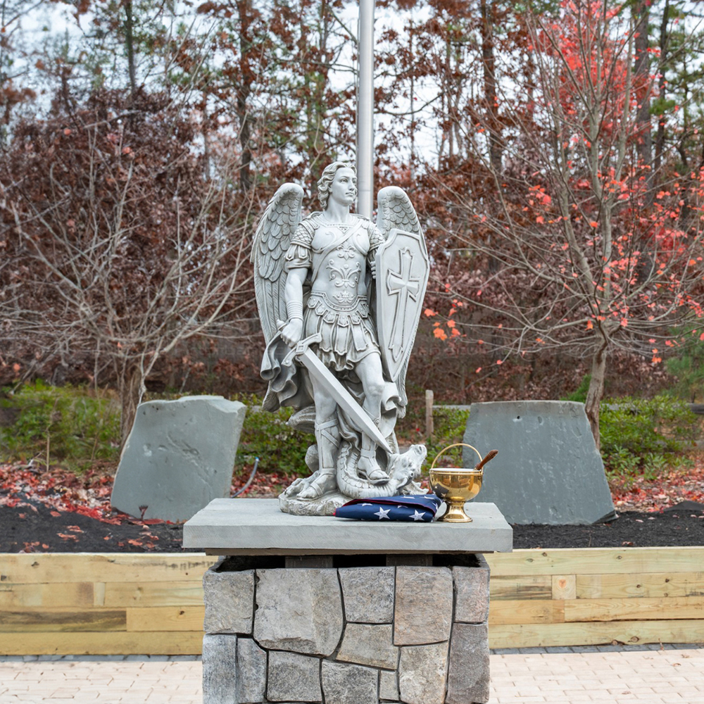 Large St Michael Garden Statue marble outdoor memorial