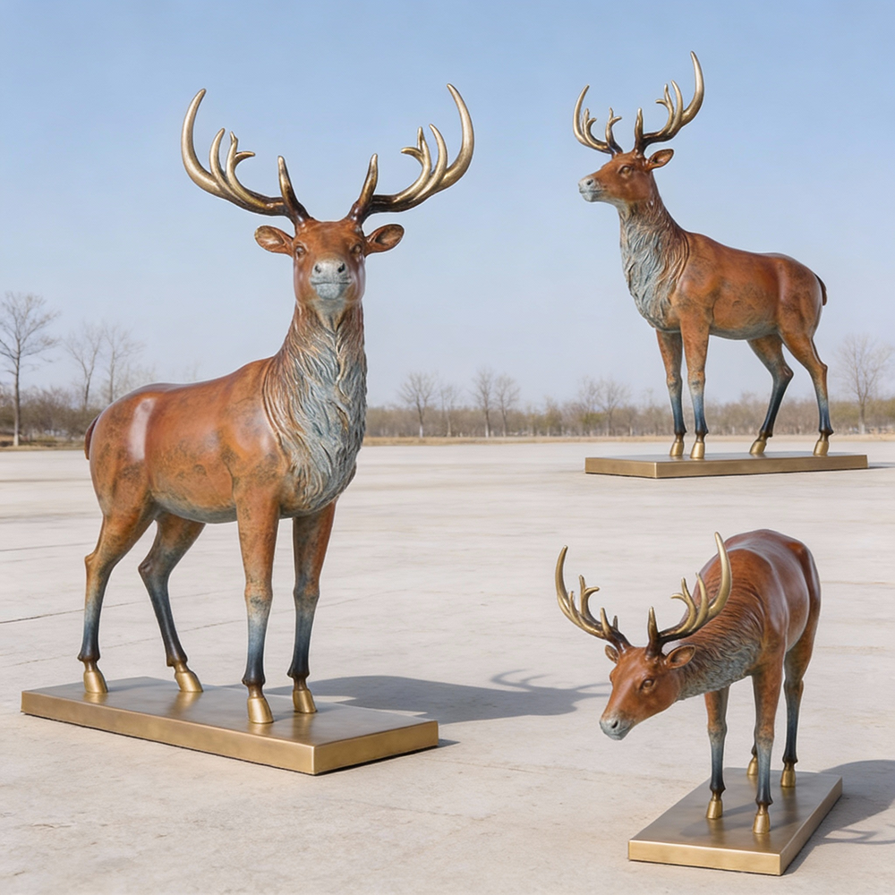 Large bronze Deer Décor art statue