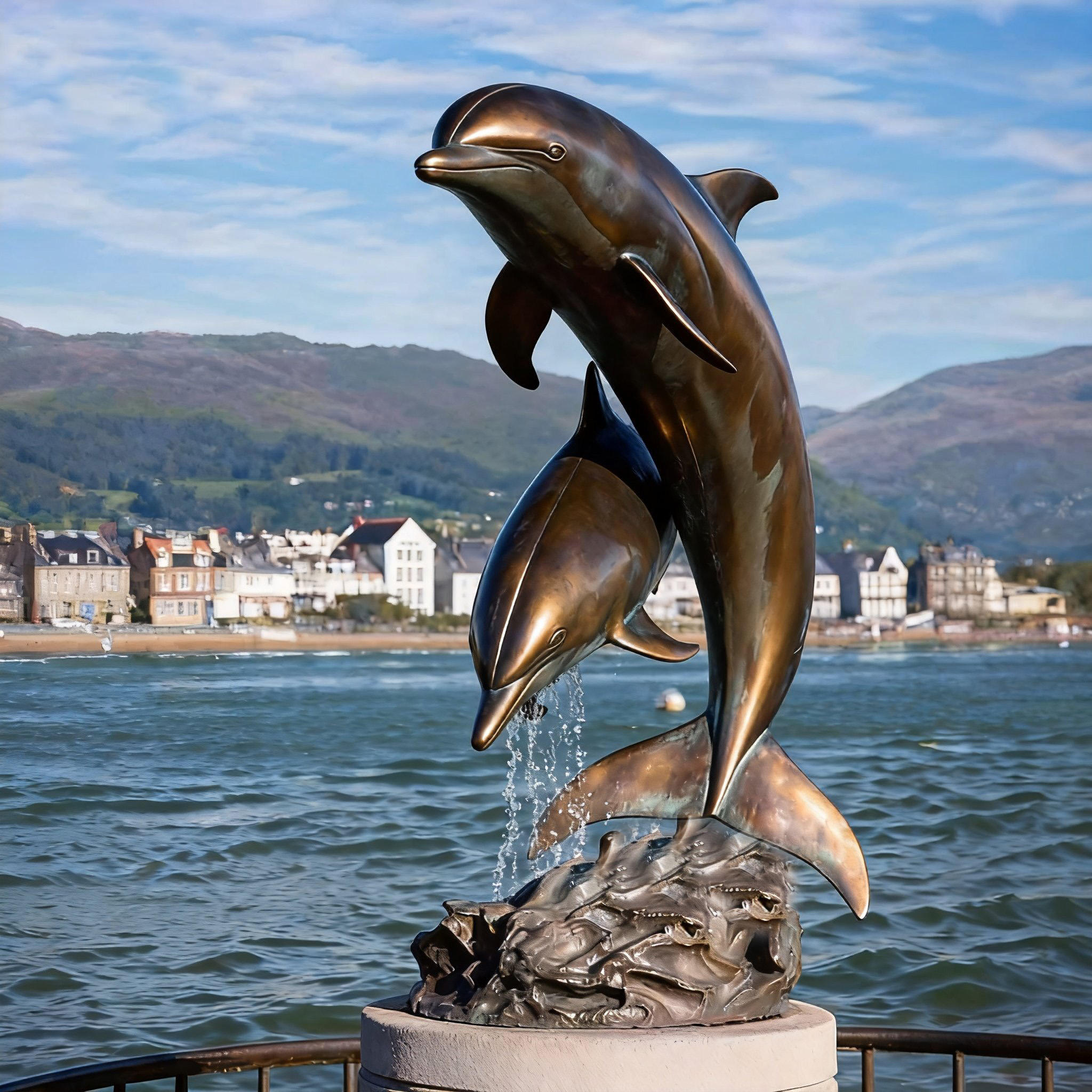 Large bronze Dolphin Fountain Outdoor