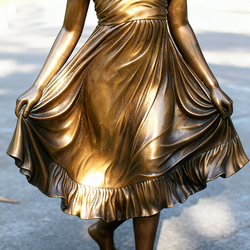 Life Size Female Statue detailed dress folds close up