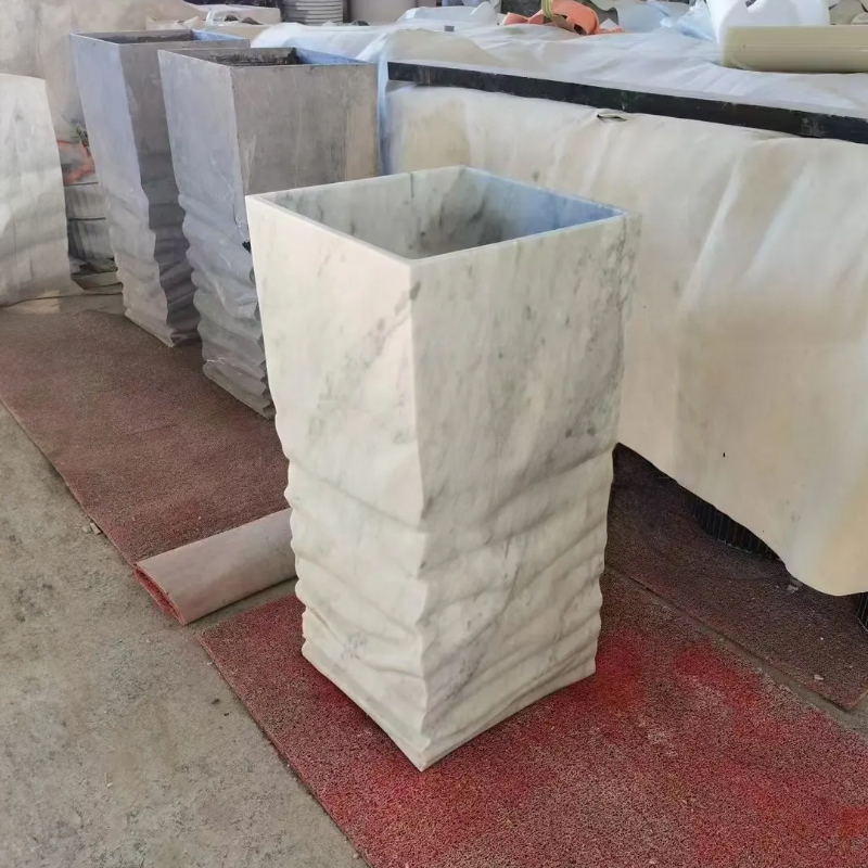 Marble Wash Basin with Pedestal white