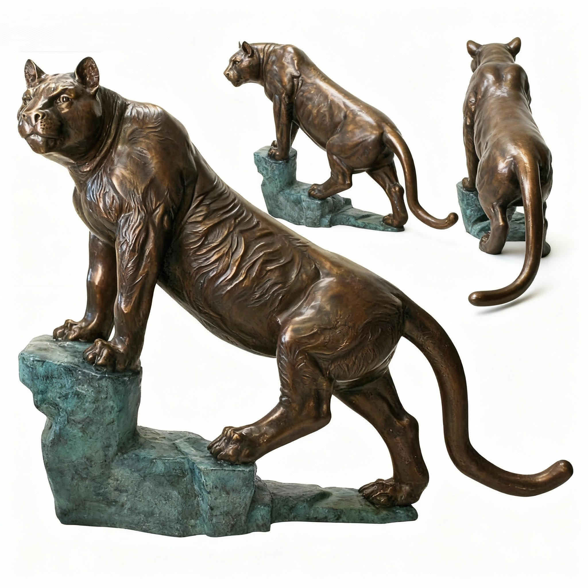 Outdoor Bronze Cougar Garden Statue