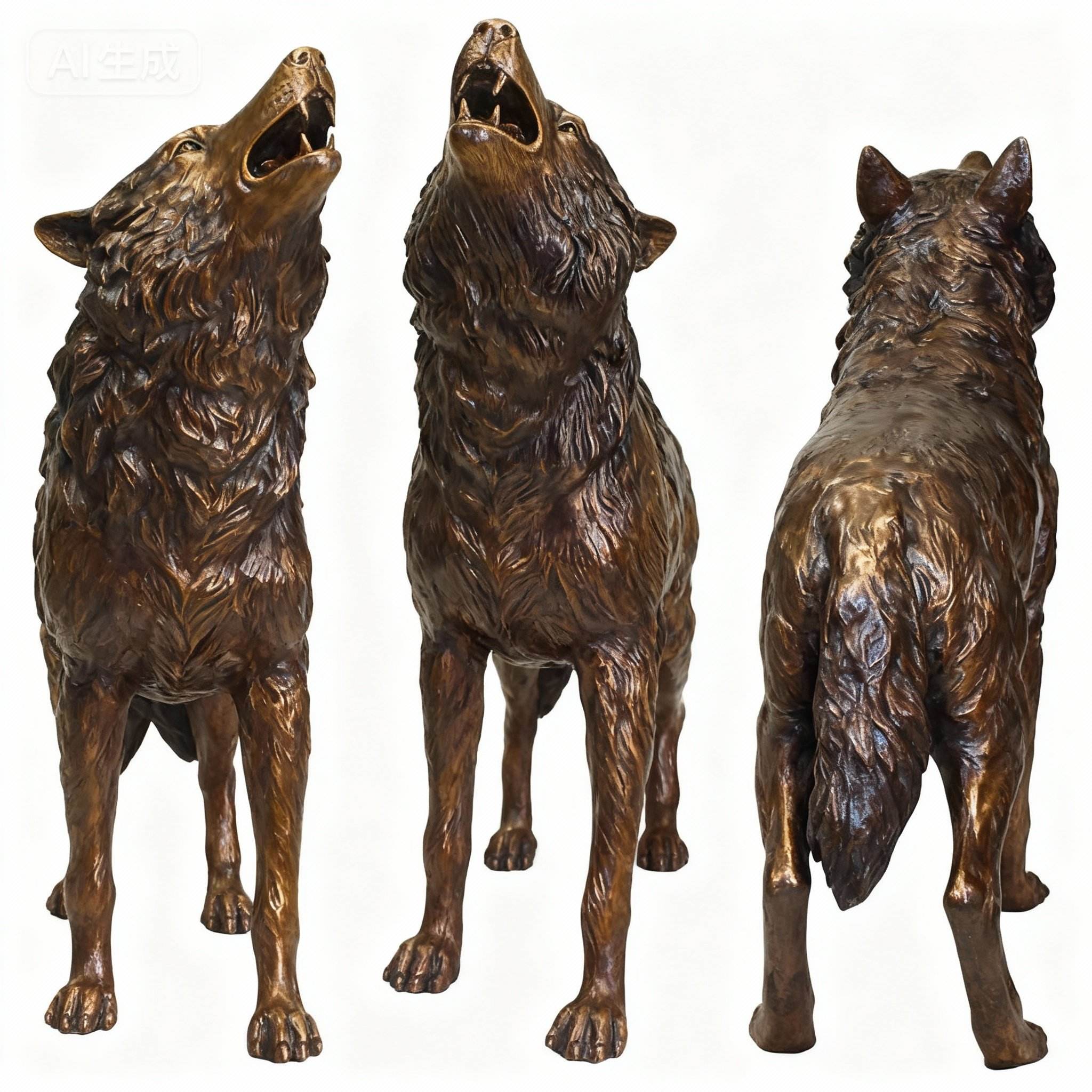 Outdoor Bronze Howling Wolf Statue