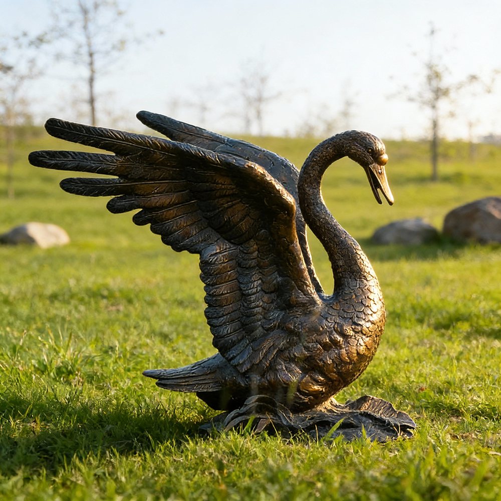 Outdoor life size Swan bronze Statue