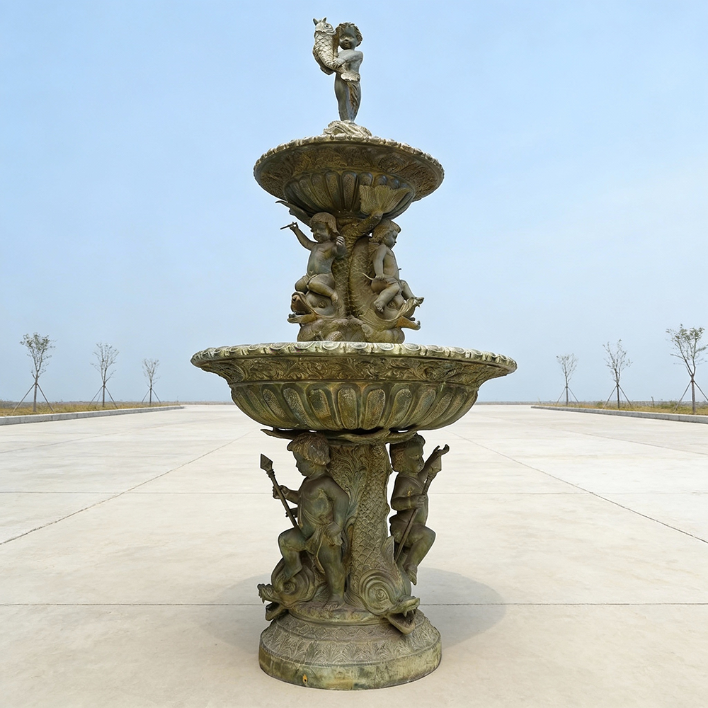Putti Fountain bronze multi tier garden statue