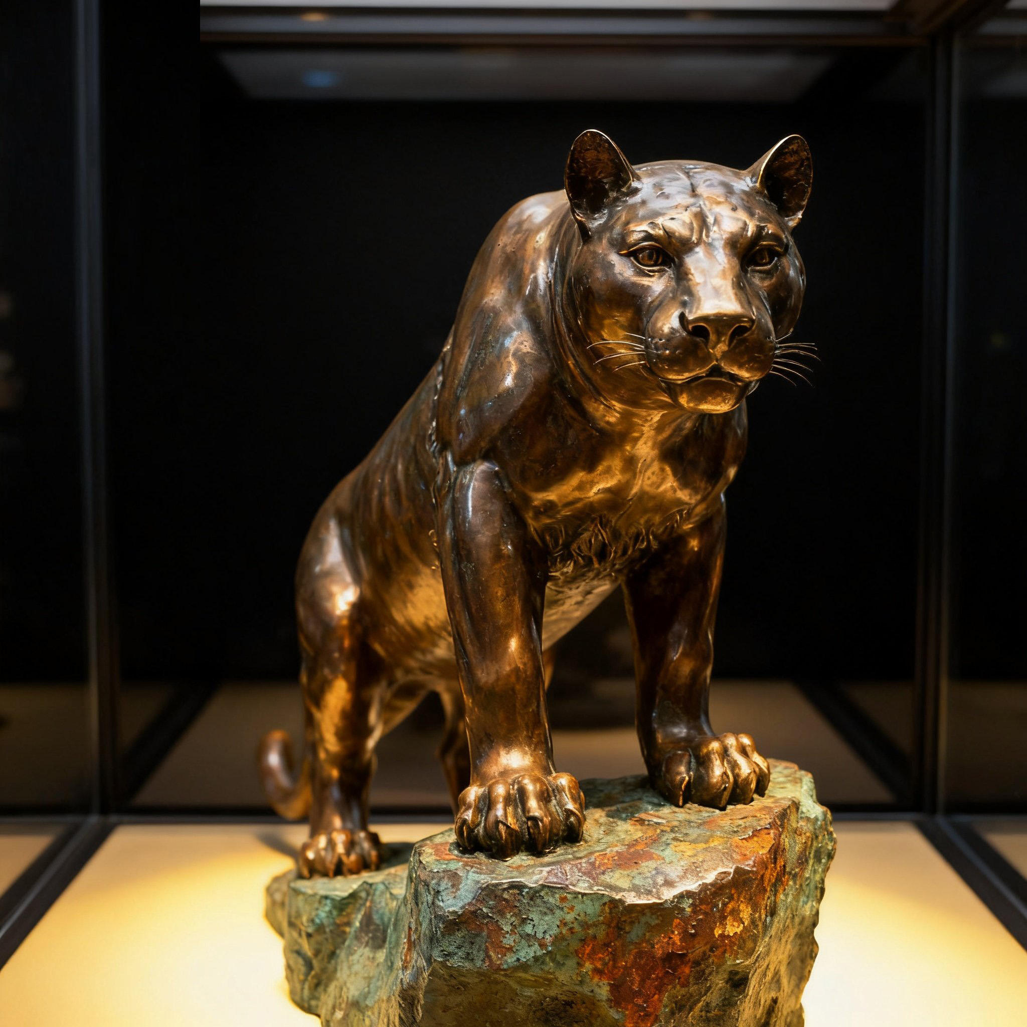 Realistic Bronze Cougar Garden Statue