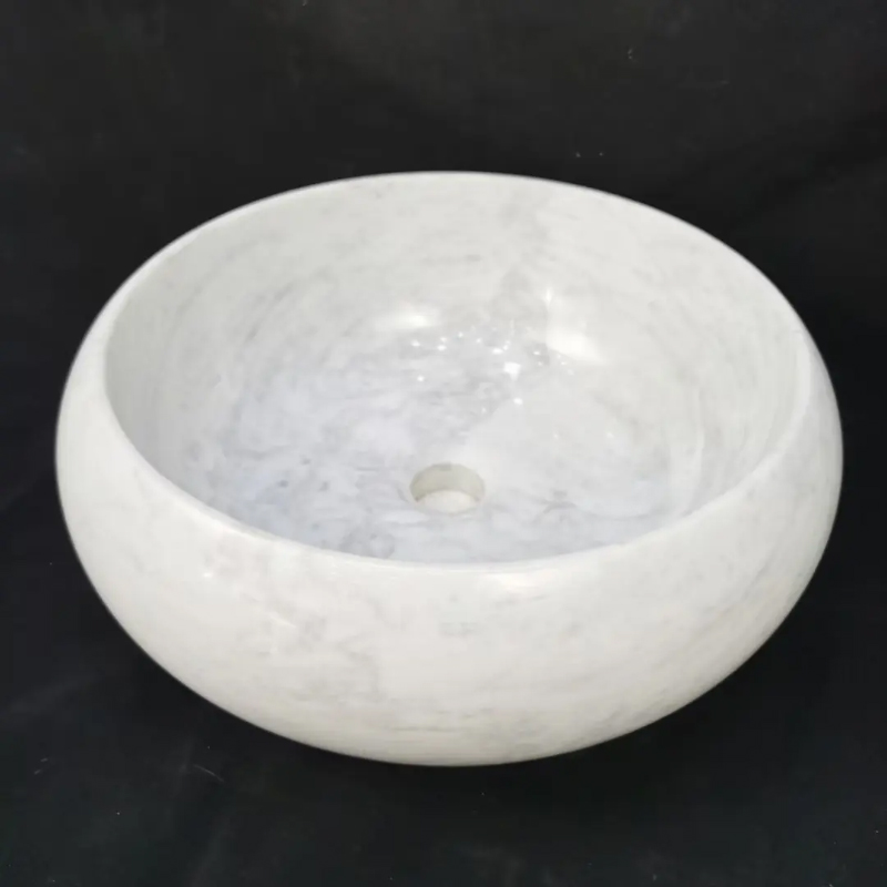 Small Round Sink Bowl white marble side