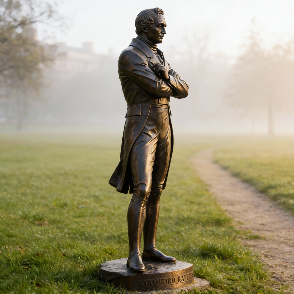 Stamford Raffles Sculpture bronze side view