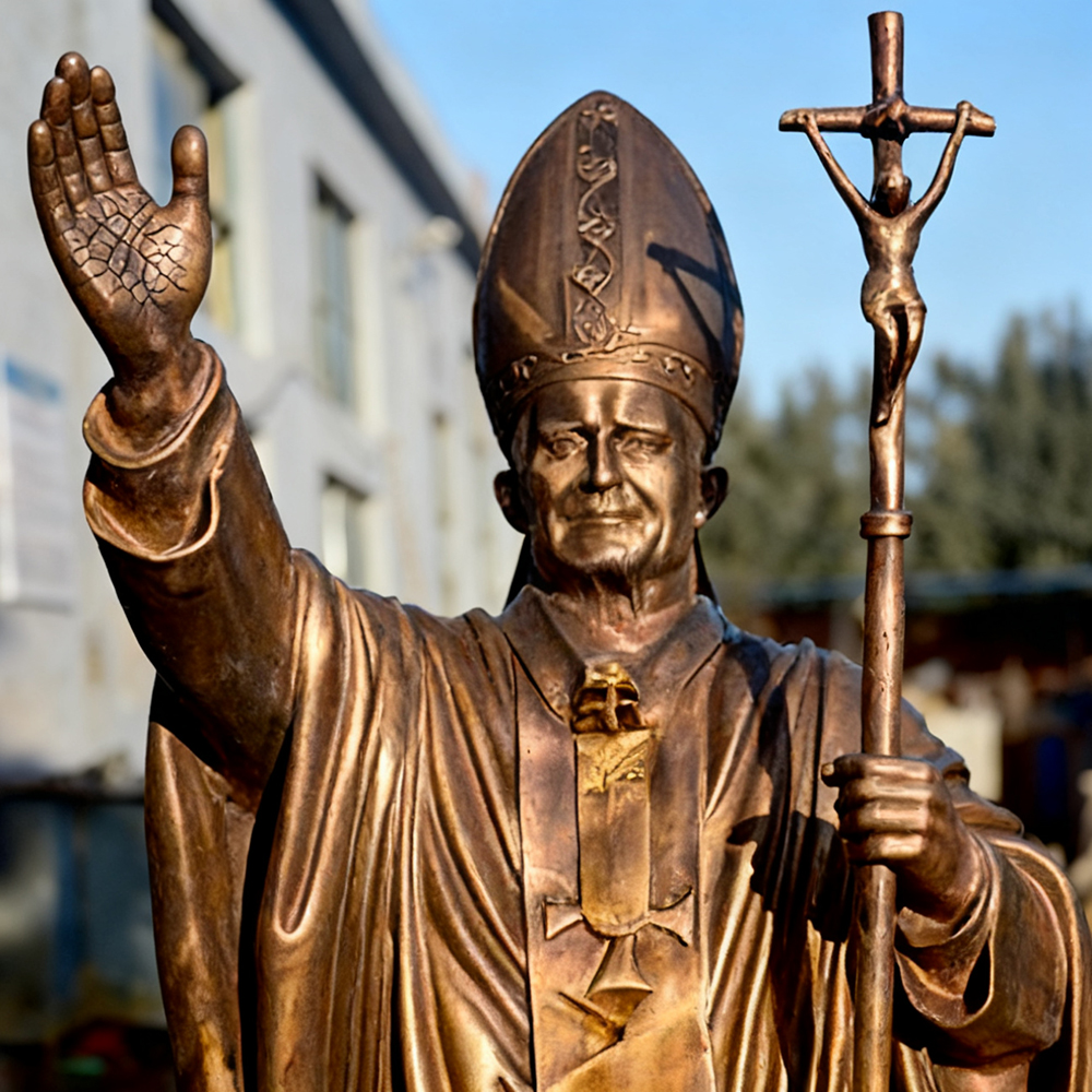 Statue of St John Paul II head detail